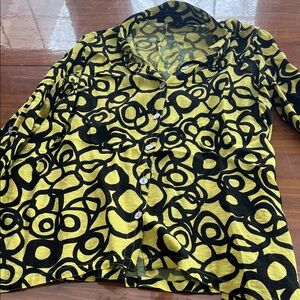 John Mark Black and Yellow Patterned Shirt